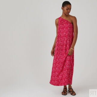 Платье-макси асимметричное на одной бретельке  46 розовый