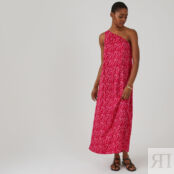 Платье-макси асимметричное на одной бретельке  40 розовый