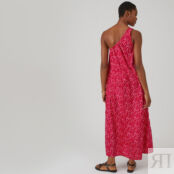 Платье-макси асимметричное на одной бретельке  40 розовый
