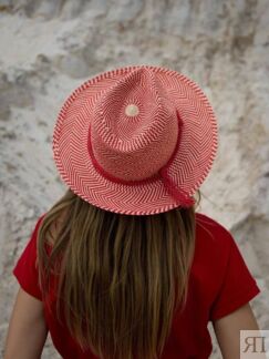 Шляпа федора из эквадорской соломки токилья красно-бежевая, 55-56 MYARI