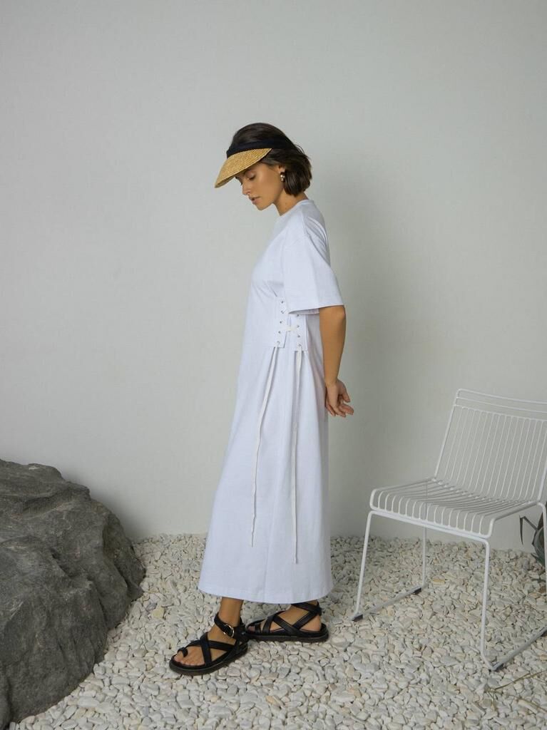 Платье-футболка с корсетными деталями белое (one size) MYARI