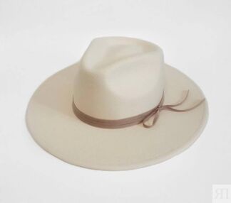 Шляпа федора FF03 из фетра с канатом белая (размер 57-58) MYARI