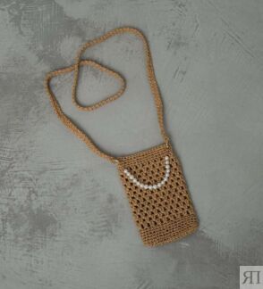 Мини-сумка из рафии ручной работы для мелочей c натуральным жемчугом MYARI