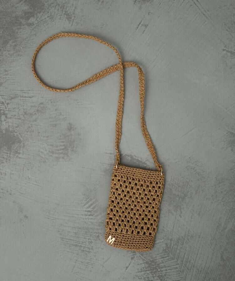 Мини-сумка из рафии ручной работы для телефона и мелочей classic MYARI