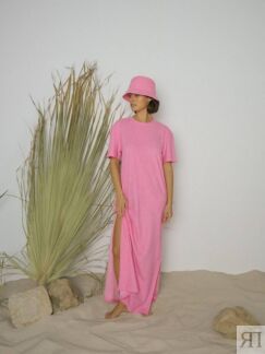 Платье-футболка из махры с поясом ярко-розового цвета (one size) MYARI