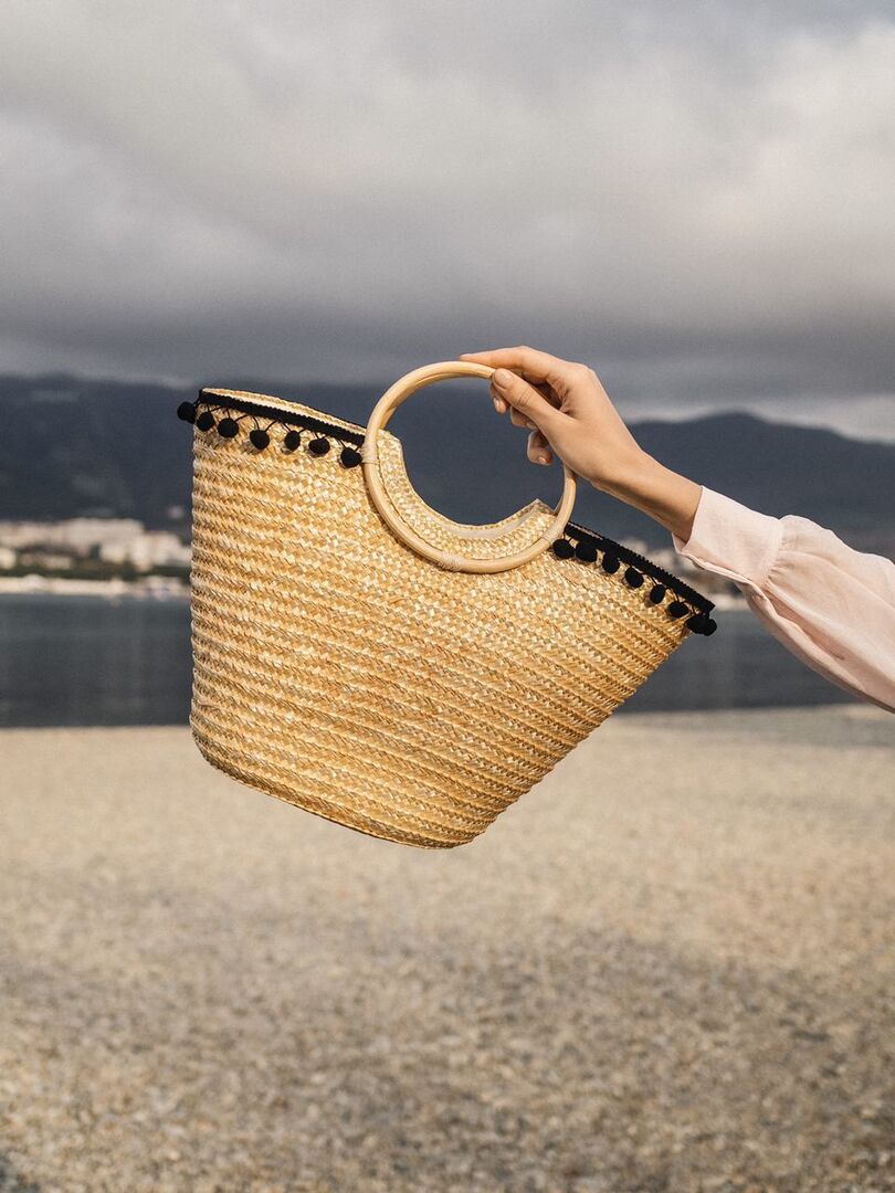 Соломенная сумка-корзинка с ручками из бамбука MYARI