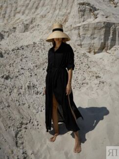 Платье-рубашка летнее из однослойного муслина черное (one size) MYARI