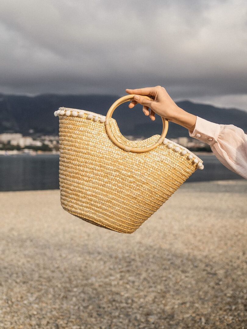 Соломенная сумка-корзинка с ручками из бамбука MYARI