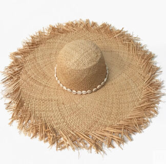 Шляпа из рафии с ракушками и лентами-завязками (размер 52-56) MYARI