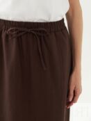 Льняная юбка на завязках шоколадного цвета Pompa