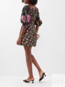Платье мини из полина с цветочным принтом и объемными рукавами Carolina Her