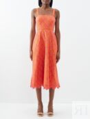 Платье миди aubrey с английской вышивкой и вышивкой Saloni, оранжевый