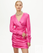 Платье мини драпированное розового цвета M