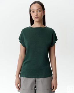 Топ футболка из 100% льна, зеленый