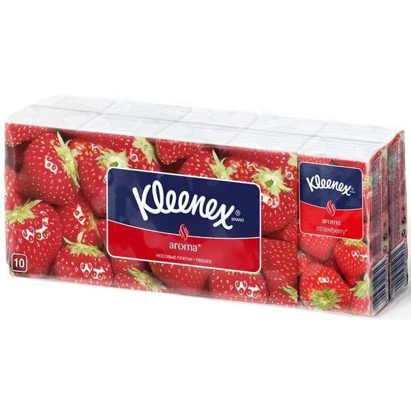 Носовые платочки Kleenex/Клинекс Клубника 10 шт. 10 упак. Kimberly-Clark 2900228 фото 1