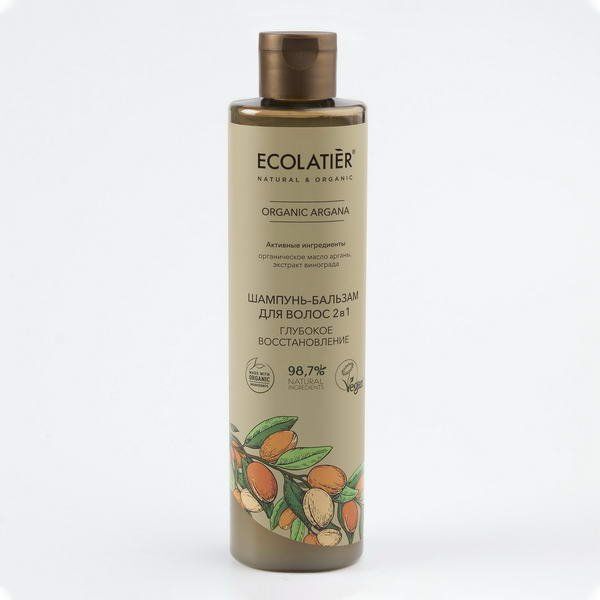 Шампунь-бальзам для волос 2 в 1 Серия Organic Argana, Ecolatier Green 350 м