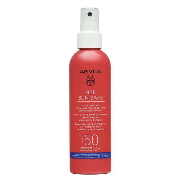 Спрей солнцезащитный для лица и тела тающий SPF50 Bee Sun Safe Apivita/Апив