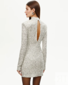 Платье мини с пайетками серебряного цвета XXS