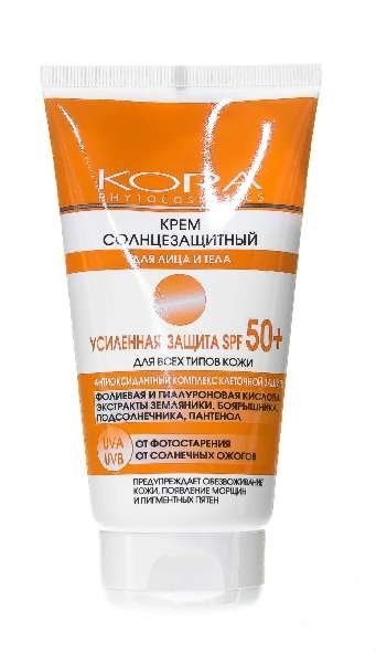 Крем солнцезащитный для лица и тела усиленная защита SPF 50+ Кора 150мл Вио