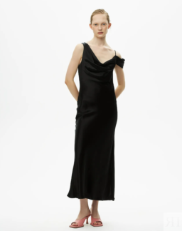 Платье-комбинация асимметричное черного цвета XXS
