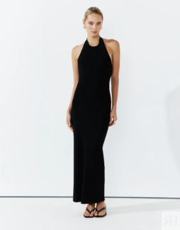 Платье-халтер черного цвета XS