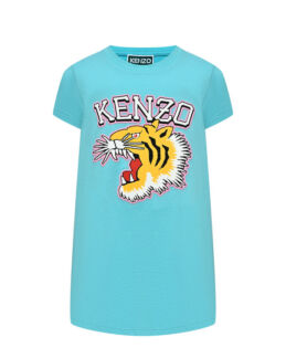 Платье с принтом "тигр" и лого KENZO