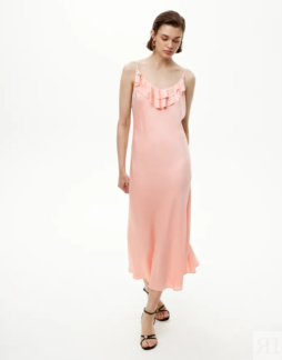 Платье-комбинация миди розового цвета M