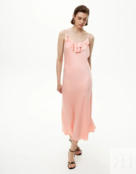 Платье-комбинация миди розового цвета M