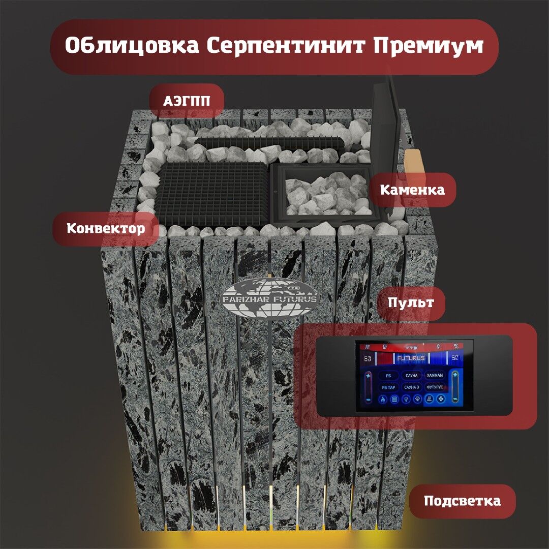 Паротермальная электрическая печь ВВД ПАРиЖАР Футурус 14 кВт (с пультом)