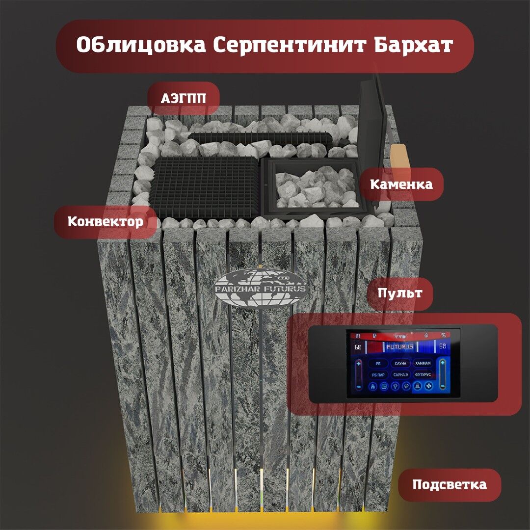 Паротермальная электрическая печь ВВД ПАРиЖАР Футурус 12 кВт (с пультом)