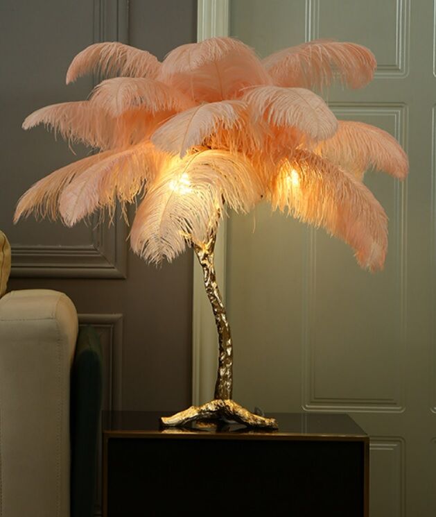 IST-CASA Лампа настольная с перьями  FEATHER LAMP, Цвет: розовый IST-717casa фото 1