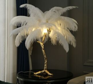 IST-CASA Лампа настольная с перьями  FEATHER LAMP, Цвет: белый