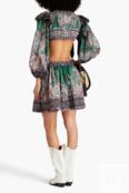 Платье Zimmermann Cutout Paisley-print Cotton Mini, зеленый/мультиколор 1647597319926628 | Forest green фото 4