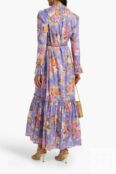 Платье Zimmermann Gathered Floral-print Cotton-gauze Maxi, фиолетовый/мульт