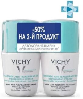 Виши Дуопак дезодорант регулир.избыт.потоотделение 48ч 50мл (скидка -50% на