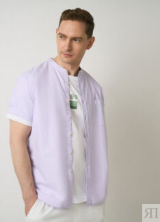 Рубашка с воротником-стойкой, Фиолетовый O`Stin