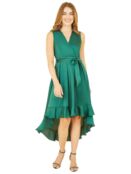 Атласное платье миди Mela London с глубоким краем, зеленое