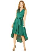 Атласное платье миди Mela London с глубоким краем, зеленое