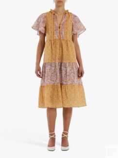 Многоярусное платье с цветочным принтом Lollys Laundry Godwin, желтый/разно