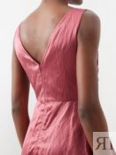 Атласное платье с асимметричной юбкой и цветочными пайетками Erdem, розовый
