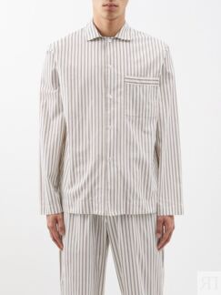 Полосатая пижамная рубашка из органического хлопка Tekla, бежевый