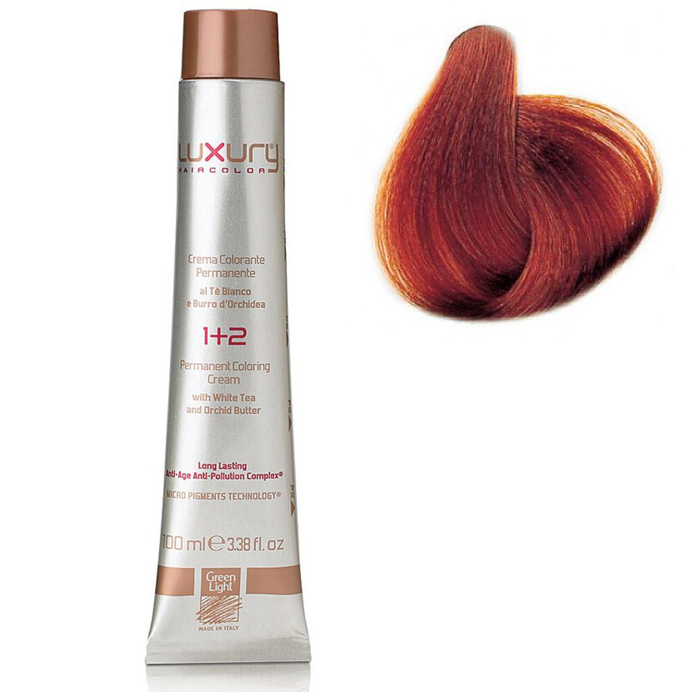 Стойкая крем краска Медный красный блондин 7.46 LuxuryHair Color Copper Red 550041 фото 1