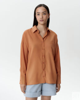 Классическая рубашка из тенселя, оранжевый