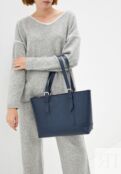 Женская сумка-шоппер из натуральной кожи синяя A032 sapphire grain