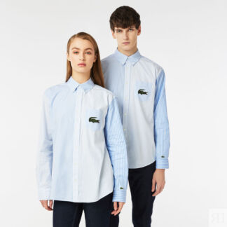 Хлопковая рубашка Lacoste Unisex  в полоску и большим