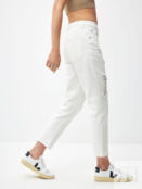 Укороченные джинсы с разрезами (белый, M) sela