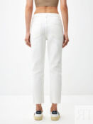 Укороченные джинсы с разрезами (белый, M) sela