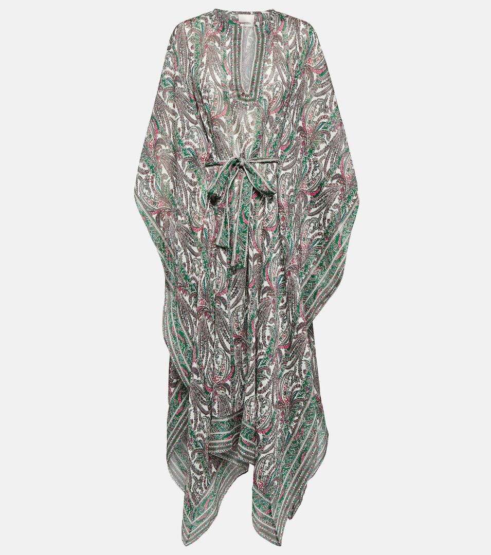 Платье макси из хлопка и шелка с цветочным принтом ISABEL MARANT, разноцвет