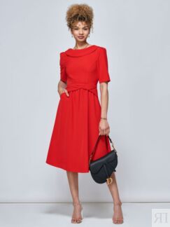 Платье Jolie Moi Beckie со складным вырезом, красное