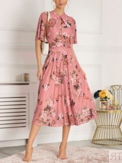 Платье миди из сетки с цветочным принтом Jolie Moi Danika, розово-лиловый